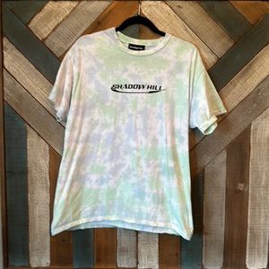 Men’s medium white, light green & pale blue Tye dye Shadow Hill tee